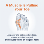 A muscle pulls the big toe inward